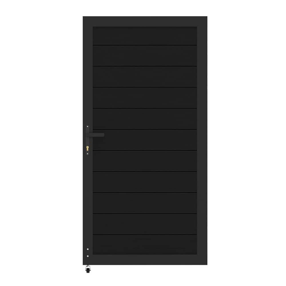 Outdoor 3 ft. W x 6 ft. H Black Aluminum Alloy Security Fence Gate with Locking System and Anti-Sag Wheel price history on PriceWatchPro