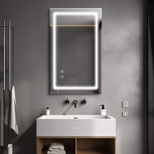 Dovelina 24 in. W x 39 in. H Rectangular Frameless LED Light Wall Bathroom Vanity Mirror