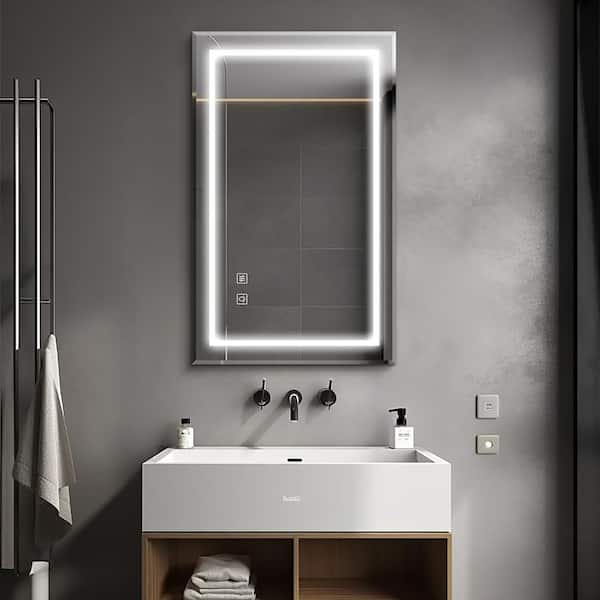 NEUTYPE 24 in. W x 39 in. H Rectangular Frameless LED Light Wall Bathroom Vanity Mirror
