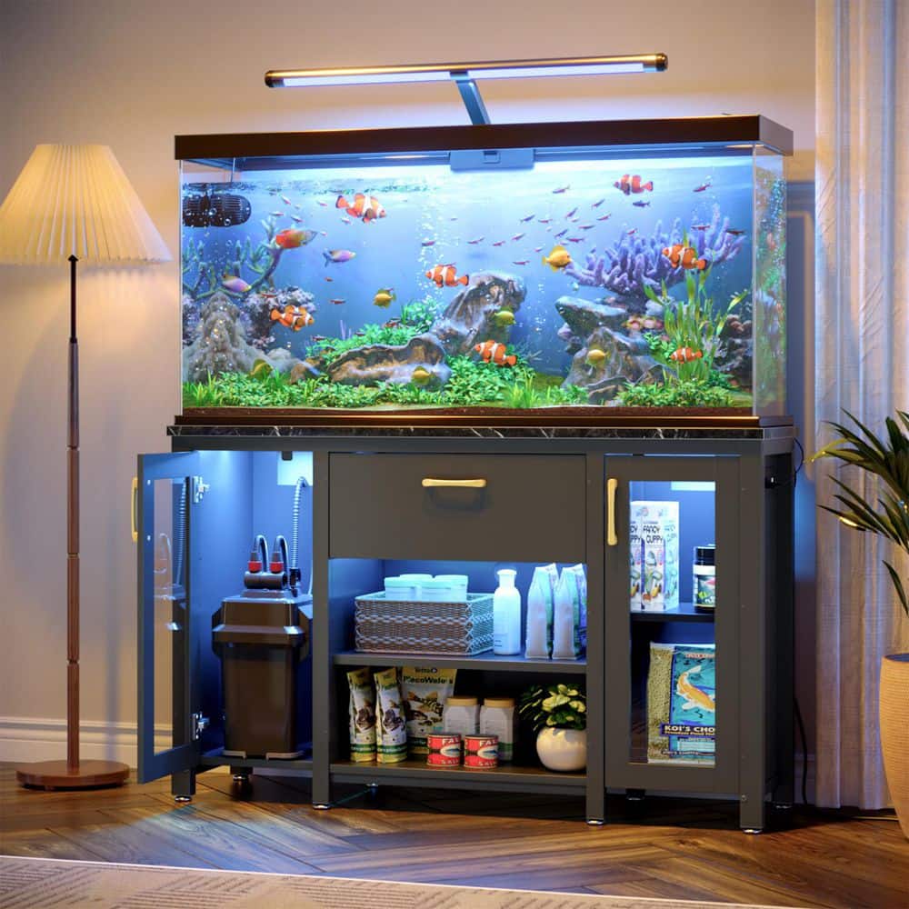 Bestier Black 30 55 Aquarium Stand with Dual Glass