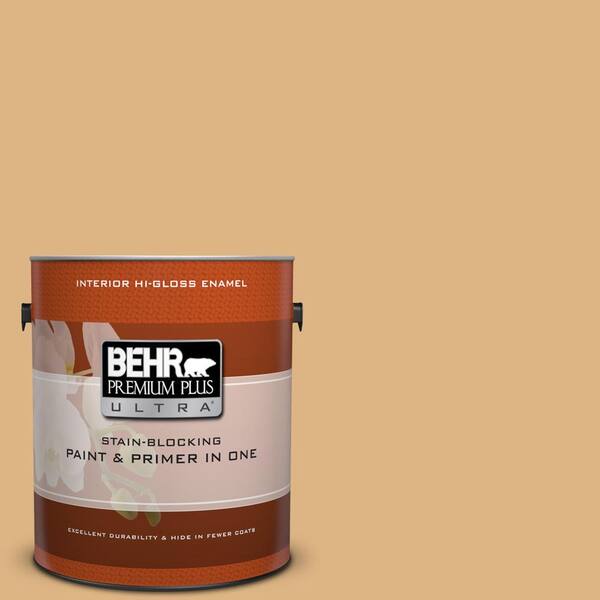 BEHR Premium Plus Ultra 1 gal. Home Decorators Collection #HDC-CL-18 Cellini Gold Hi-Gloss Enamel Interior Paint & Primer