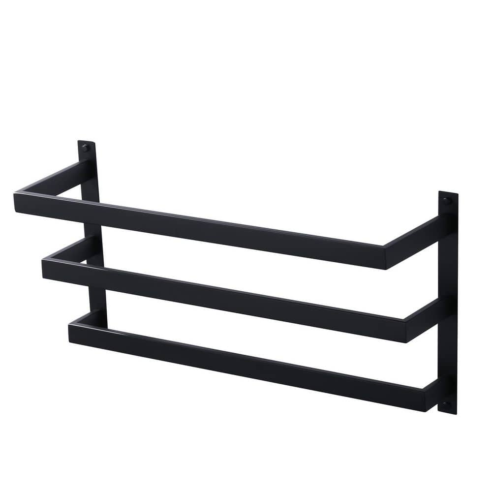 24 in. Wall Mount Stainless Steel 3-Tier Bathroom Towel Rack Towel Rod Holder in Matte Black price history on PriceWatchPro