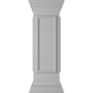 End 40 in. x 12 in. White Box Newel Post with Panel, Peaked Capital and Base Trim (Installation Kit Included)