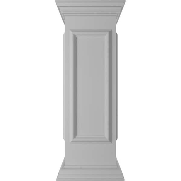 Ekena Millwork End 40 in. x 12 in. White Box Newel Post with Panel, Peaked Capital and Base Trim (Installation Kit Included)