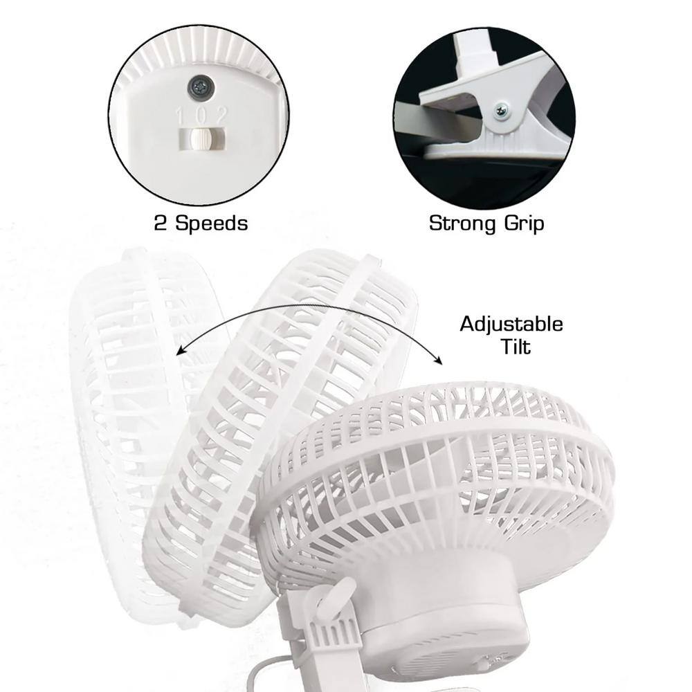 Hurricane White 6-Inch 2-Speed Clip-On Desk Fan