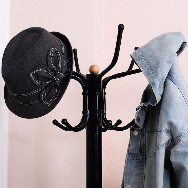 Boyel Living Vintage Black Metal Coat Hat Tree Stand Clothes Hanger  HYSN-54174 - The Home Depot