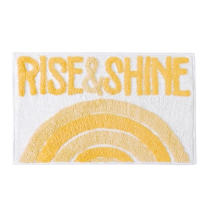 Rise & Shine Rainbow Multi 20 in. x 32 in. Yellow Cotton Rectangular Bath Mat