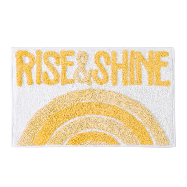 Jessica Simpson Rise & Shine Rainbow Multi 20 in. x 32 in. Yellow Cotton Rectangular Bath Mat
