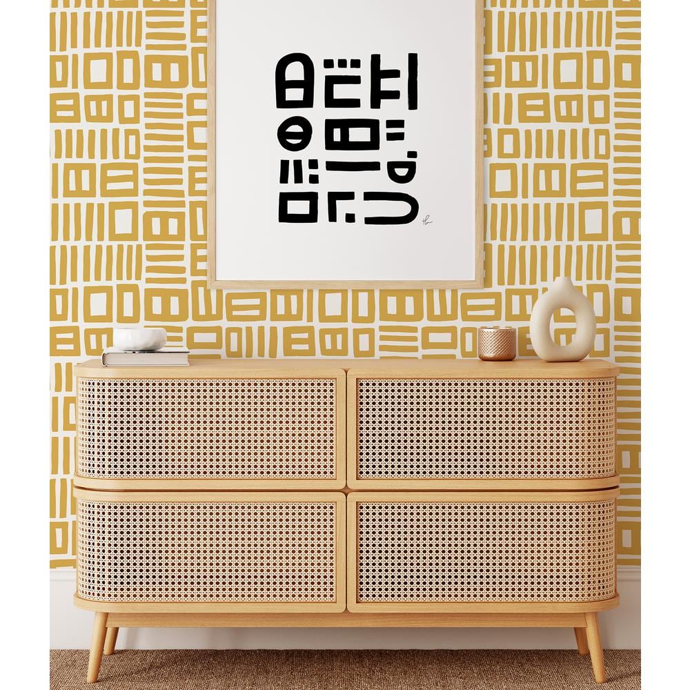 Yellow Geometric Self-Adhesive Peel & Stick Wallpaper Roll
