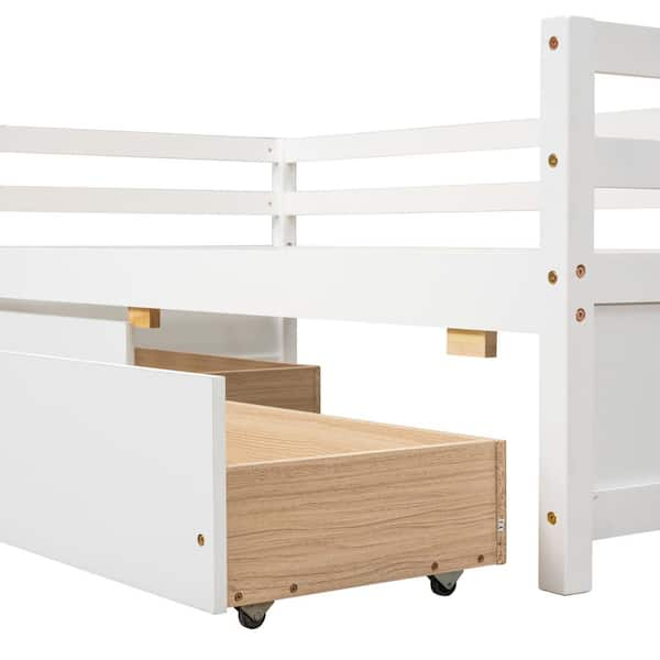 ANBAZAR Wood Twin Daybed with Drawers, Wood Storage Daybed with 2 Storage  Drawers, Wooden Platform Bed for Kids Guests, White 00016ANNA - The Home  Depot