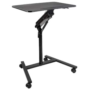 27 in. Black Mobile Standing Desk with Locking Wheels