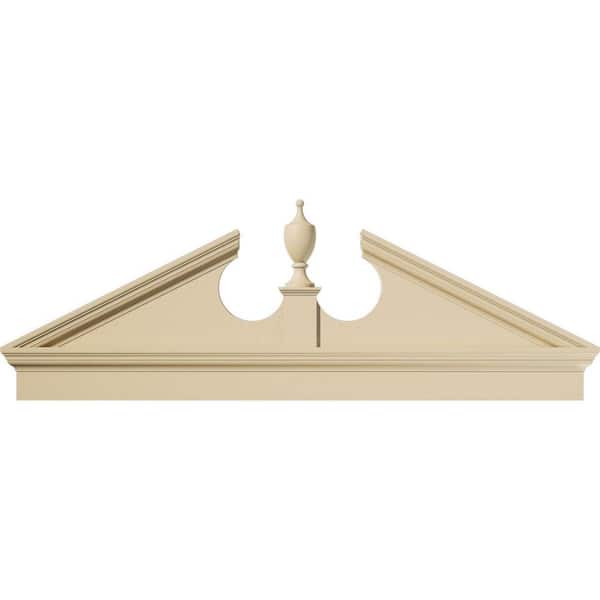 Ekena Millwork 64 in. W x 22-7/8 in. H x 2-3/4 in. P Pitch 6/12 Acorn Signature Urethane Combination Pediment Acorn Ships Unattached in