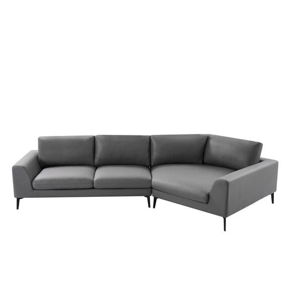 Polibi 141.5 in. W Modern English Square Arm 1-Piece Leather Huge Cuddler  Sectional Sofa in Gray with Metal Legs RS-141MEASS - The Home Depot