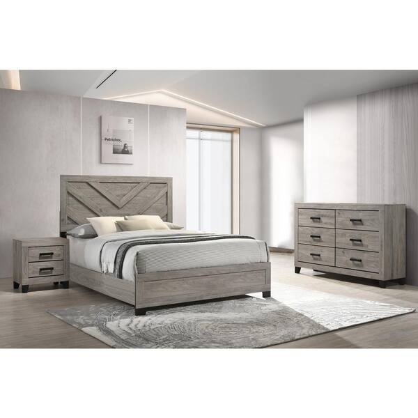 Best Quality Furniture Ararat 3-Piece Light Grey Color Wood Frame