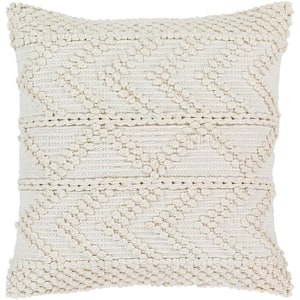 Aston Cream Woven Polyester Fill 20 in. x 20 in. Decorative Pillow
