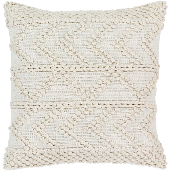 Livabliss Aston Cream Woven Polyester Fill 20 in. x 20 in. Decorative Pillow