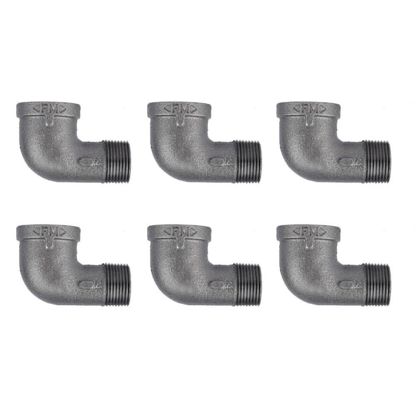 PIPE DECOR 3/4 in. Black Iron 90 Degree Street Elbow Fitting (6-Pack)