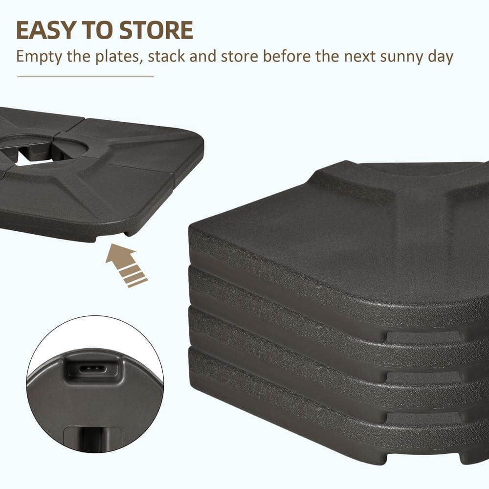 Brown HDPE 4-Piece Cantilever Patio Umbrella Base Weights