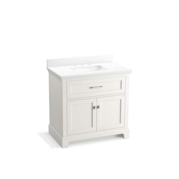 Charlemont 36.97in. Single Sink Freestanding White Bath Vanity with White Quartz Top Assembled