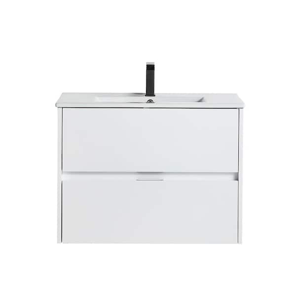 VANITYFUS 30 in. W x 18 in. D Bath Vanity in Matte White with Vanity Top in White with White Basin