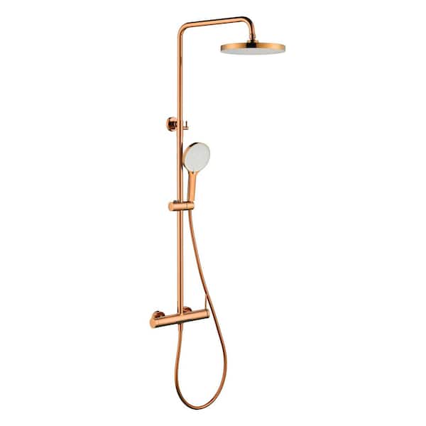 3-Spray Shower Head Wall Mounting All-In-One Kit Fixed and Handheld Shower Head Flow rate 1.59 GPM in Rose Gold