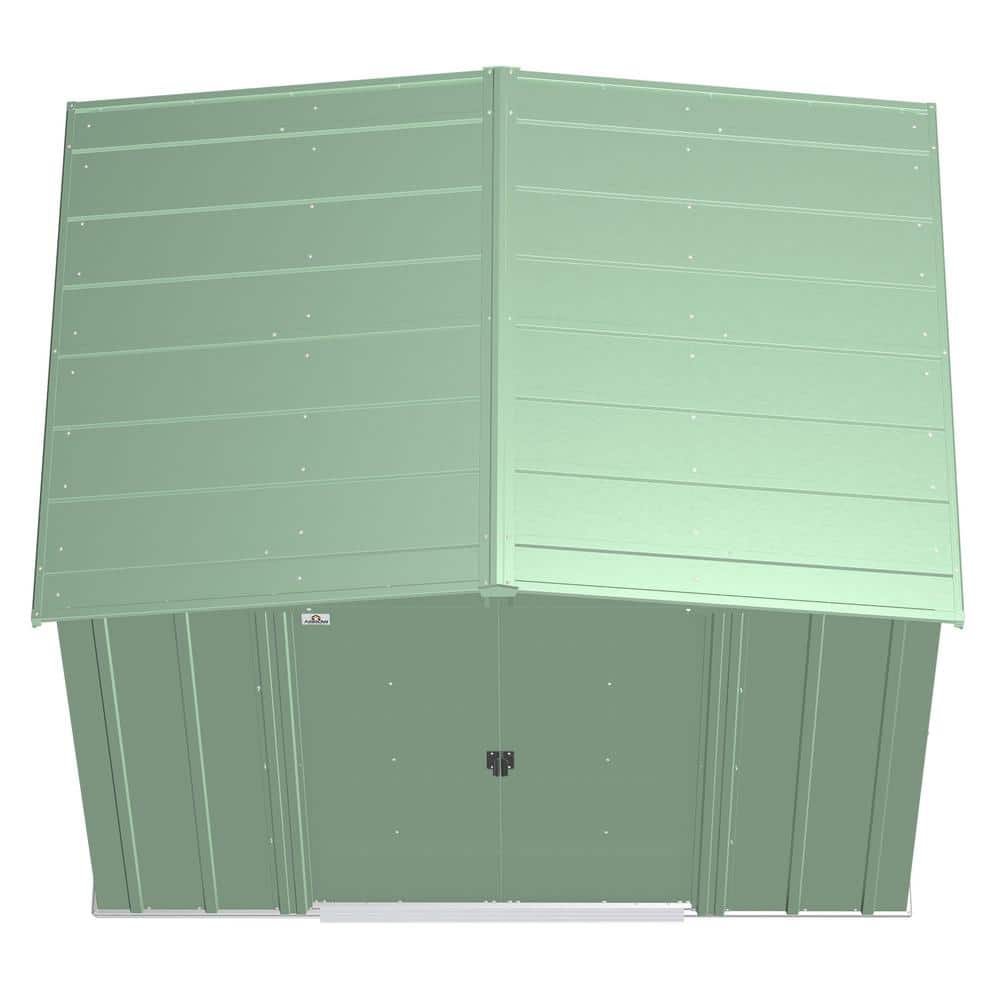 Sage Green 8x6 Galvanized Steel Peak Roof Storage Shed