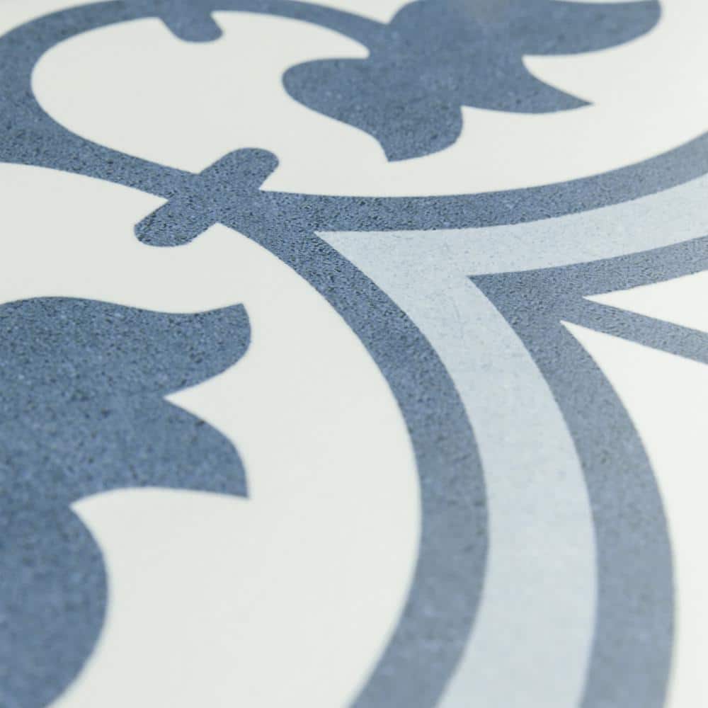Arte 10" x 10" Blue and White Porcelain Patterned Tile