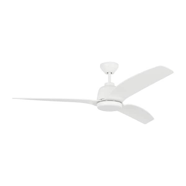Generation Lighting Avila Coastal 60 in. Indoor/Outdoor Matte White Ceiling Fan with Integrated LED-Light Kit and Remote Included