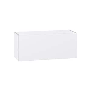 Fairhope Bright White Slab Assembled Wall Bridge Kitchen Cabinet with Lift up (36 in. W x 15 in. H x 14 in. D)