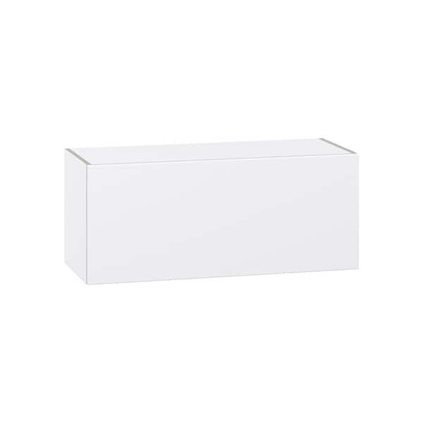 J COLLECTION Timberline 36 in. W x 14 in. D x 15 in. H Assembled Slab Wall Bridge Kitchen Cabinet in Bright White with Lift Up Door