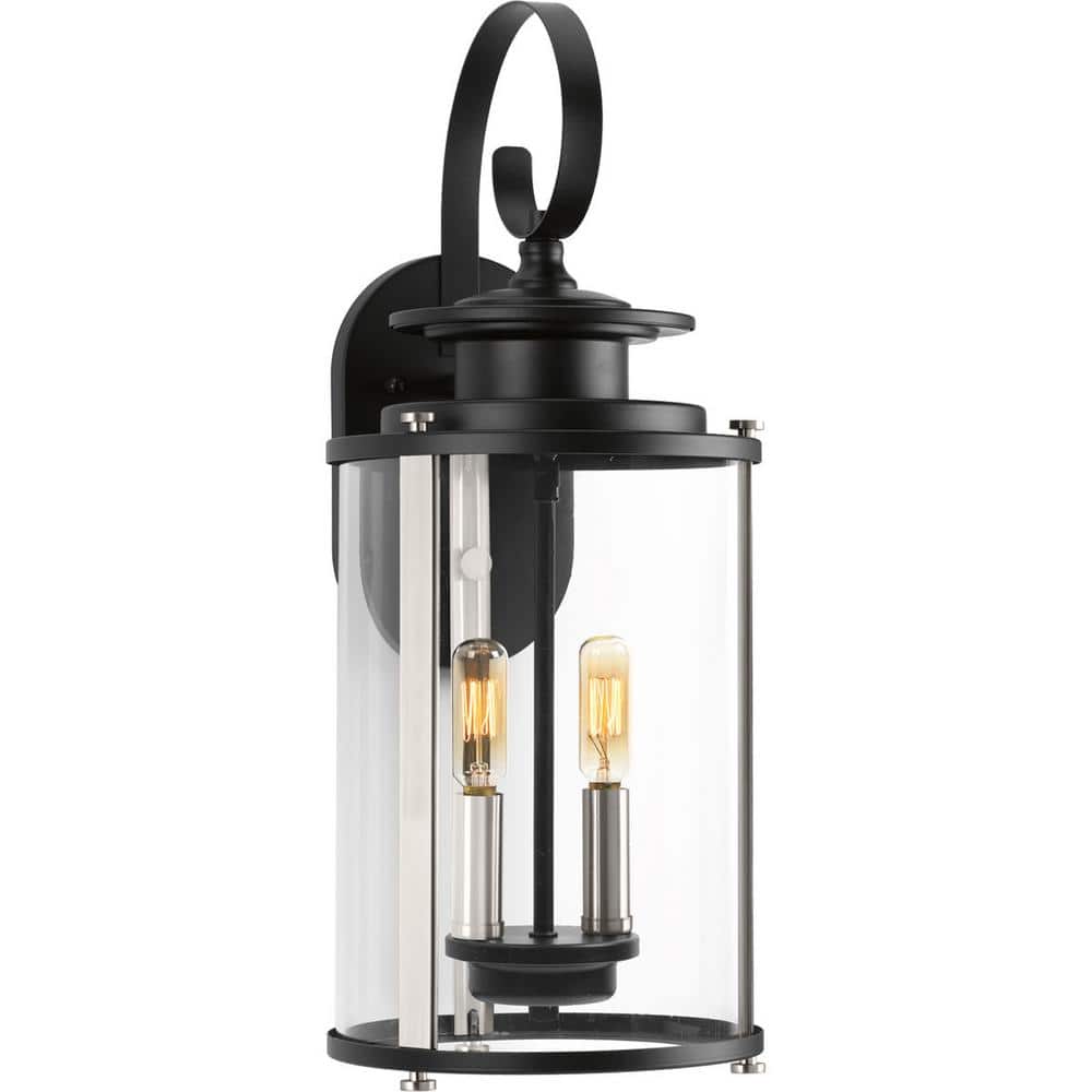 Progress Lighting Squire Collection 2-Light Matte Black Clear