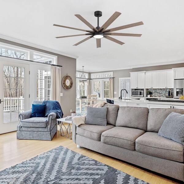 Breezary Zolman 65 in. Windmill Black Ceiling Fan with LED Light