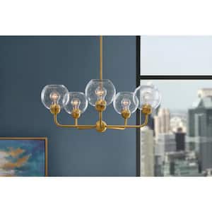 Jill 5-Light Gold Chandelier with Clear Seeded Glass Shade