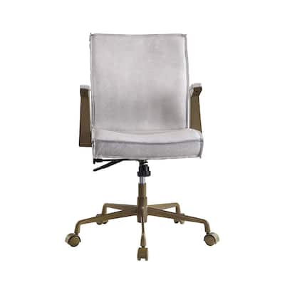 Attica Vintage White Top Grain Leather Executive Chair with Non-Adjustable Arms