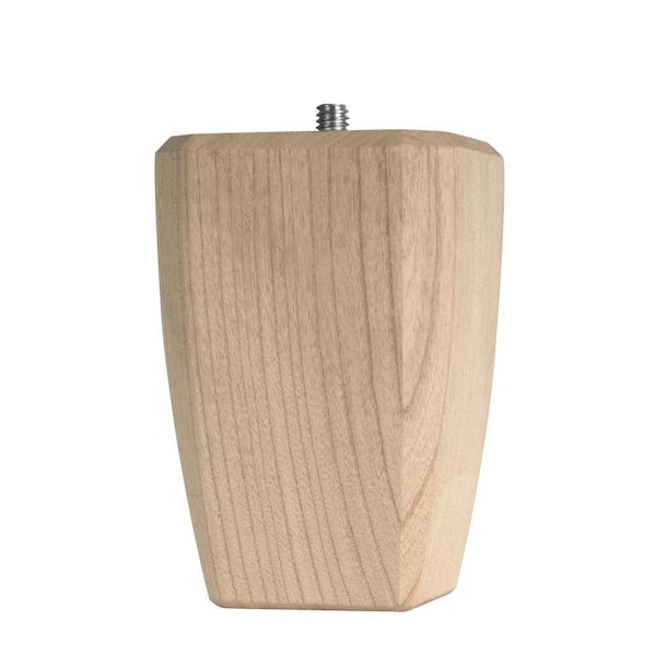 Waddell Square Taper Bun Foot - 4 in. H x 2.5 in. Dia - Furniture Grade Unfinished Cherry Wood - Feet for Sofas, Beds, Stools