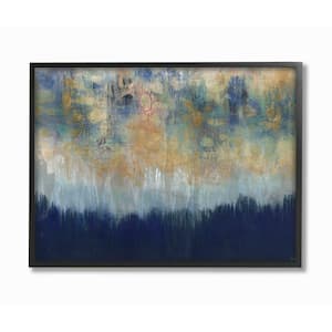 11 in. x 14 in. "Abstract Gold Blue Textured Surface Painting" by Third and Wall Framed Wall Art