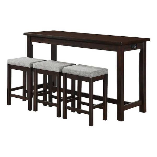 EVERGLADE HOME Brim 4-Piece Rectangular Espresso Wood Top Counter Height Dining Room Set