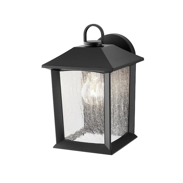 Hampton Bay Ashton 10.87 in. 1-Light Black Hardwired Outdoor Wall