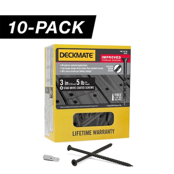 10-Pack #9 x 3 in. Black Exterior Self-Starting Star Drive Flat-Head Deck Screw (50 lbs. / 3,650-Piece)