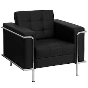 Hercules Lesley Series Contemporary Black Leather Chair with Encasing Frame