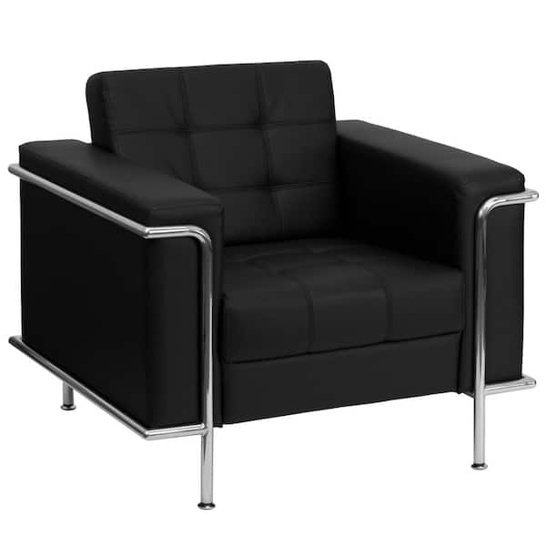 Flash Furniture 2 Pack Hercules Series 900 lb. Capacity King Louis Chair with Tufted Back, Black Vinyl Seat and Black Frame