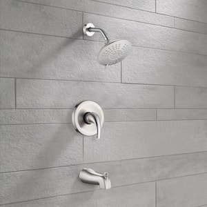 5-Spray Patterns with 2.2 GPM Shower Faucet Set 6 in. Wall Mount Fixed Shower Head in Brushed Nickel (Valve Included)