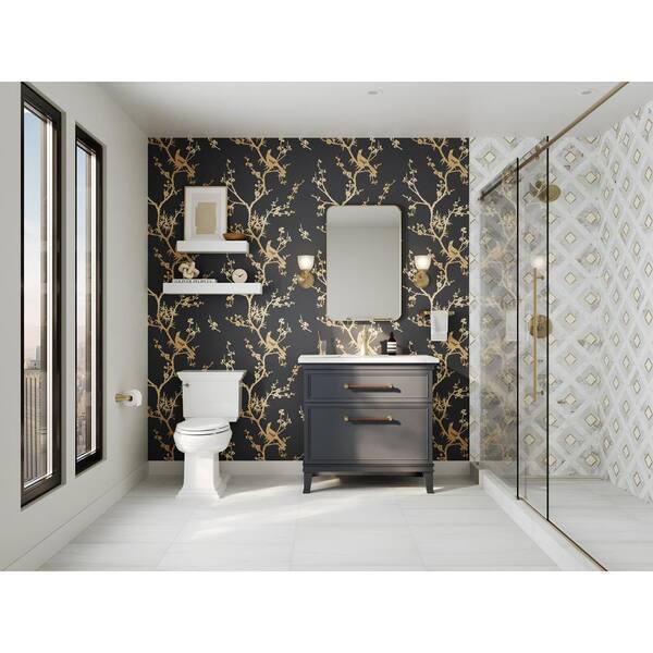 KOHLER Essential 22 in. W x 34 in. H Rectangle Framing Wall Mirror with Modern Brushed Gold