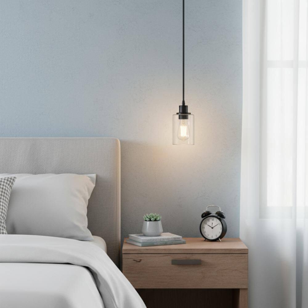 4 in. 1-Light Modern Matte Black Island Pendant Light Rustic Farmhouse Industrial Hanging Light for Kitchen Dining price history on PriceWatchPro