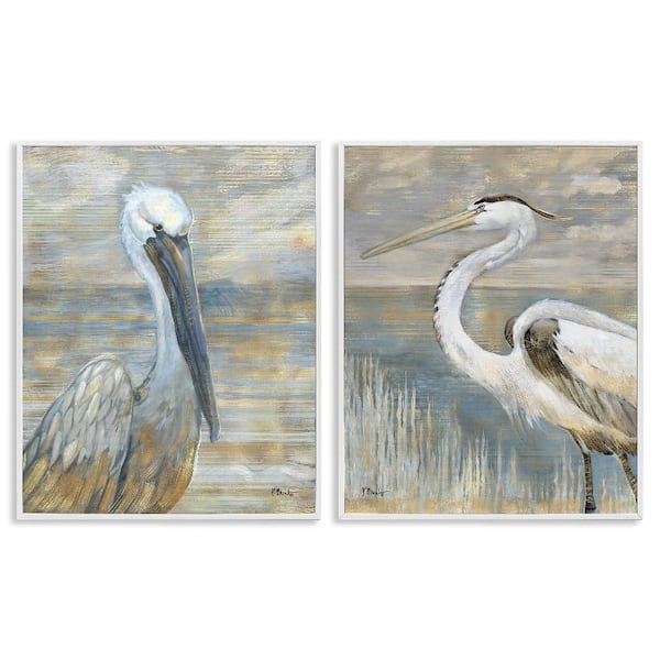 Sea Birds Abstract Beach by Paul Brent 2-Piece White Framed Animal Giclee Art Print 24 in. x 30 in.