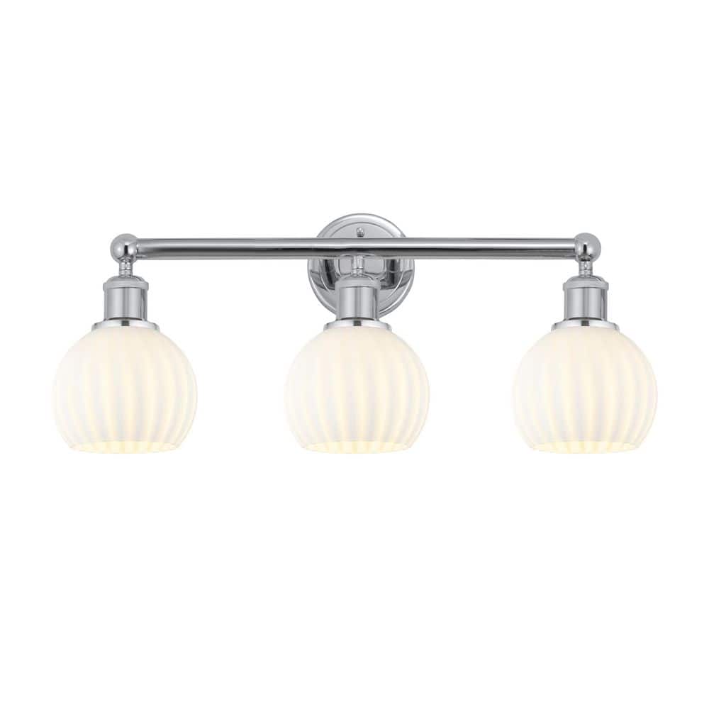 White Venetian 24 in. 3-Light Polished Chrome Vanity Light with Glass Shade price history on PriceWatchPro