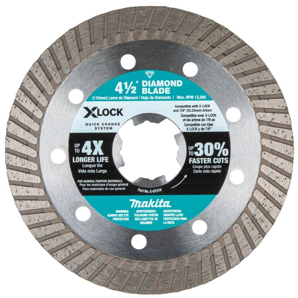 Makita X-LOCK 4-1/2 in. Turbo Rim Diamond Blade for Masonry Cutting E-07216  - The Home Depot