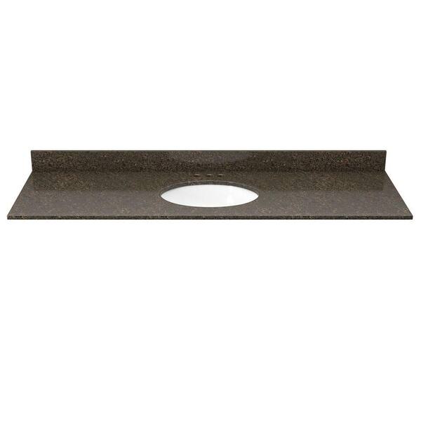 Solieque 49 in. Granite Vanity Top in Coffee Brown with White Basin