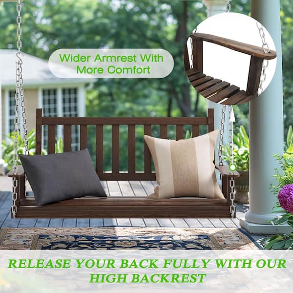 VEIKOUS 4 ft. Carbonized Outdoor Wooden Patio Porch Swing