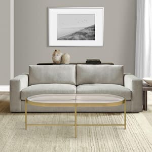 31 in. Gold Oval Glass Top Coffee Table